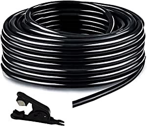 Drip Irrigation Kit Parts,Misting Cooling System Tubing of 100ft 1/4 Inch PE black rubber hose,for DIY irrigation mister garden watering in Patio Lawn Garden