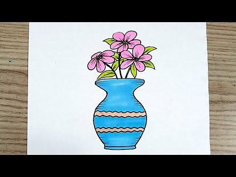 flower basket drawing | flower vase drawing | vazo çizimi