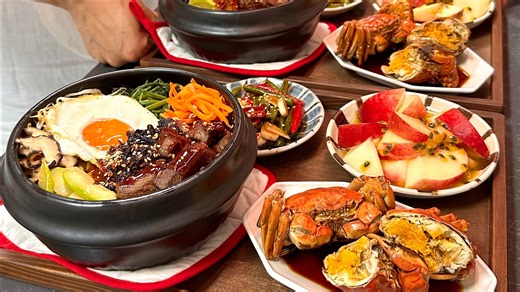 母女晚餐·熟醉大闸蟹 牛排石锅拌饭 百香果渍蜜桃