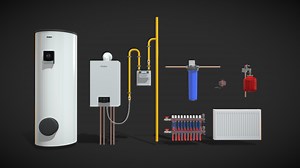 Home heating system kit 2 - Buy Royalty Free 3D model by madMIX
