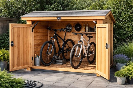 DIY Wooden Bike Storage Shed Plans | Outdoor Bicycle Shelter (PDF File Only) - Etsy