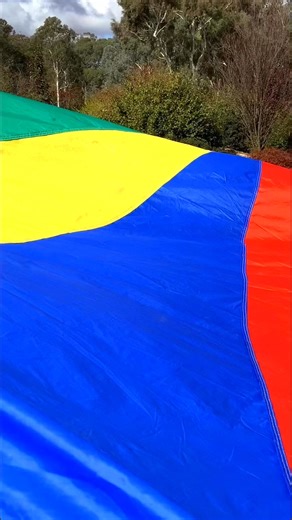 Do you remember playing parachute games when you were in preschool? I sure do! 🪂 Parachute games support children’s gross-motor development and their social skills in collaboration, teamwork & of course the shared joy it brings as you race under it together with your friends 🌈 #FDCA #Playgroup | Orange Family Day Care