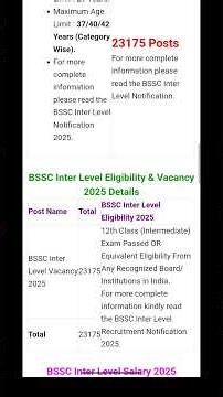 BSSC Inter Level Recruitment 2025#shortvideo#shortsvideo#trendingshorts #job#reels