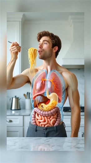 Noodles reaction in your gut|3D explainer #fypシ゚viral #fyp #viralshorts #viralreels #shortsfeed