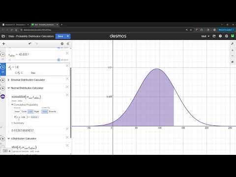 Comparing Normal & t-Distribution Probabilities with Desmos