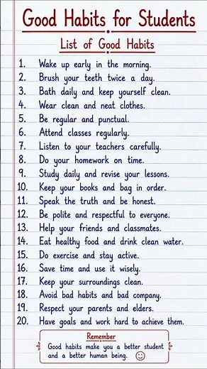Good Habits for Students | Daily Good Habits