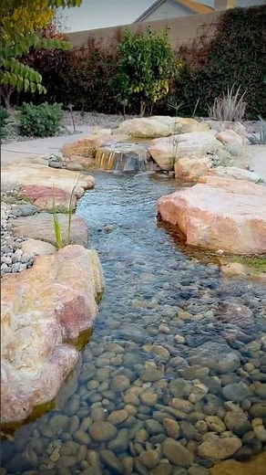 Before/after 30’ pondless waterfall / stream in Beaumont, CA #aquascape #gardenpond #watergarden