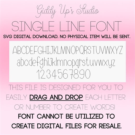 Single Line Font SVG: Drag and Drop Laser Cut File (instant Download) - Etsy
