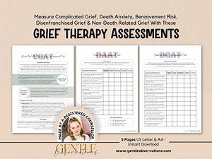 Grief Therapy Assessments: Disenfranchised Grief, Bereavement Risk Assessment, Complicated Grief, Death Anxiety - Grief Questionnaire Tool - Etsy