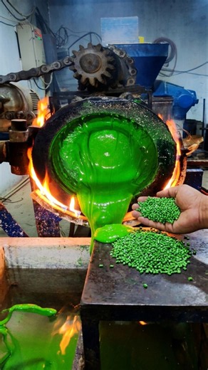 🔥 Green Plastic Scrap to New Granules ♻️ | Amazing Plastic Recycling Process