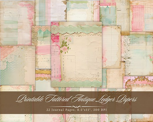 Printable Tattered Antique Ledger Paper, Old Junk Journal Pages Kit, Vintage Collage Sheet, Ledger Book Page Scrapbook Ephemera Background - Etsy