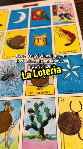 POV: you’re teaching your kids La Lotería and they yell “BUÑUELO!” instead of “¡BUENAS!” 😂 This holiday season they got a crash course in Spanish, it all jumbled together… but what matters is that they’re practicing 🤍🫶🤣 #laloteria #felizañonuevo #buenas #buñuelos #holidaygames