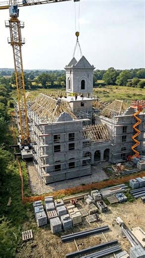 Building a $50M Europe Château Mega Mansion From Scratch 🏰 Drone Construction Transformation #shorts