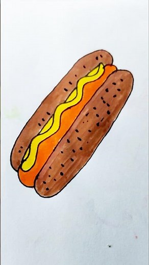 Easy Hotdog Drawing for Kids | Step by Step Cute Hotdog Art