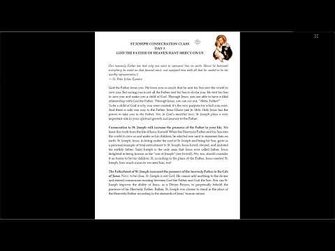 ST. JOSEPH CONSECRATION CLASS DAY 3, God The Father of Heaven, Have Mercy on Us