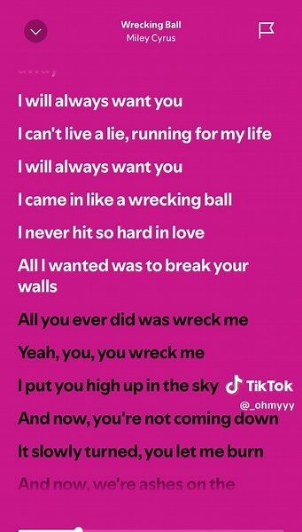 Wrecking Ball by Miley Cyrus - Lyrics Video