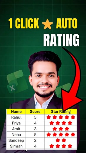 1 Click 🌟 Rating In Excel 🔥🔥 #excel #shorts #trendingshorts
