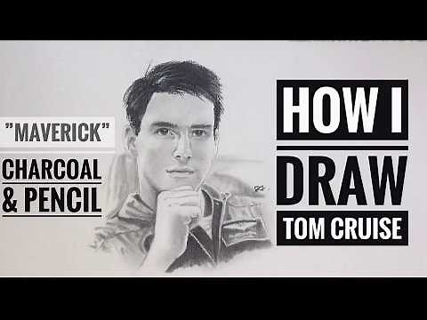 How I draw Tom Cruise “Maverick” | Top Gun | Pete Mitchell | Charcoal & Graphite Pencils drawing