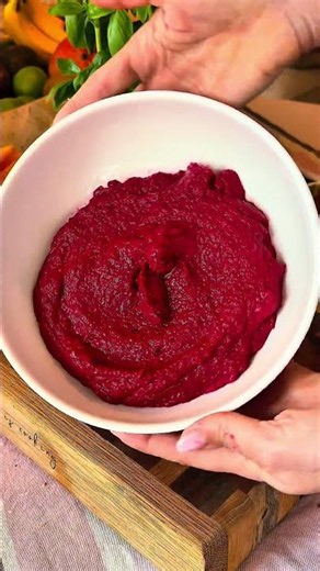 Beet hummus and creamy burrata