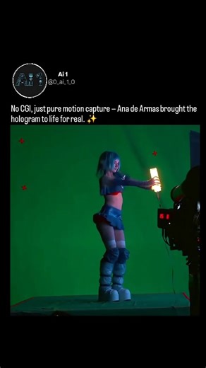 Ai 1 on Instagram: "The iconic holographic dance of Ana de Armas in Blade Runner 2049 wasn’t magic — it was pure motion tracking mastery. ✨ It took nearly 6 months to film this breathtaking scene, with no CGI involved, just precise performance and flawless synchronization. A perfect blend of art, technology, and patience that redefined sci-fi cinema. 🎥🤯 - - - - - Double Tap ♥️ & share/tag a friend Follow @0_ai_1_0 to keep up! - - - - - #bladerunner2049 #anadearmas #moviemagic #motiontracking #