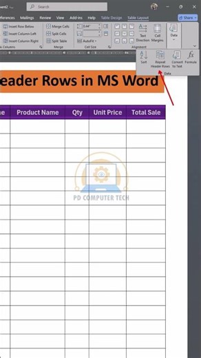 Repeat Header Rows in MS Word | Table Header Show on Every Page Automatically