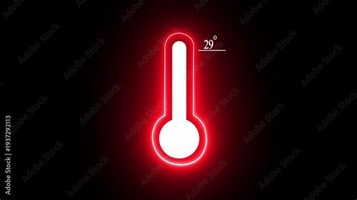Thermometer animation. Rise in temperature. Measurements 29 of temperature and or human body. 4K video with channel