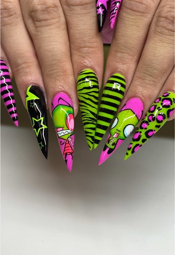 Invader Zim Nail Art by Nailz By Dev | Unique Character Designs