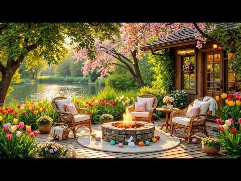 Gentle Easter Ambience 🐰🐣 Happy Easter Day with Soft Relaxing Piano Music & Fireplace Sounds