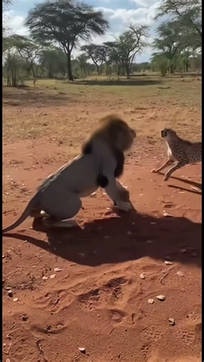 Lion Attacks Cheetah in Epic Savanna Showdown!
