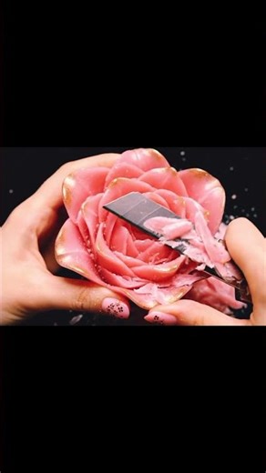 ASMR Cutting Rose Soap with Golden Petal Design ✨🌸🫧 #asmr #asmrvideo #shorts