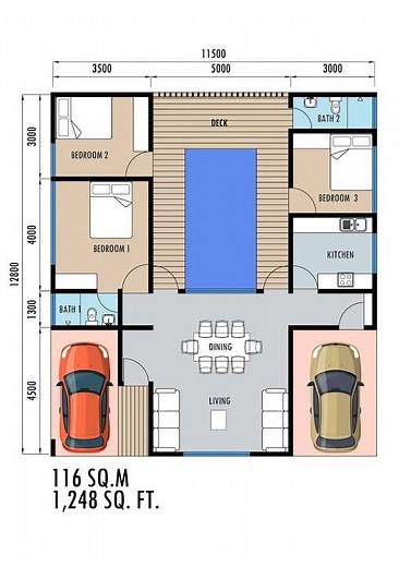 Modern Tropical House Design with Pool | 3 Bedroom Floor Plan | 116 sqm