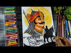 Maharana Pratap Drawing With Oil Pastle, How To Draw Maharana With Horse, Maharana Pratap Jayanti