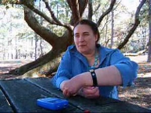 Pam Rotella demonstrates the Hulda Clark zapper