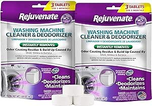 Rejuvenate Washing Machine Tablets Cleaner & Deodorizer Cleans Front Load and Top Load Washers 6 Tablets (6 Months Supply)