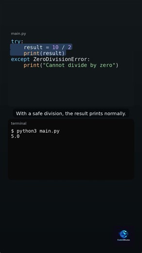Python try/except basics