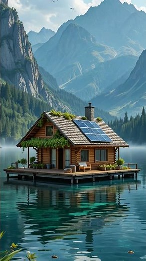 Floating Cabin Paradise! 🌿🏡 Eco-Friendly Home on Water #Travel #Nature