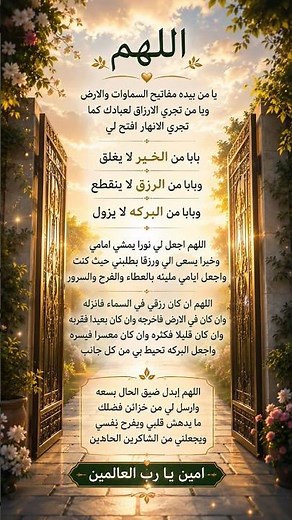 🌟 من أجمل أدعية الرزق والبركة والنور في الحياة