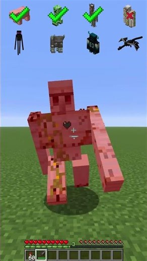 Flying Spear Hit vs Different Mobs Test #shorts #minecraft #meme