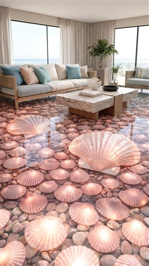 Modern Epoxy Flooring with Seashell #interiordesign #home #ai
