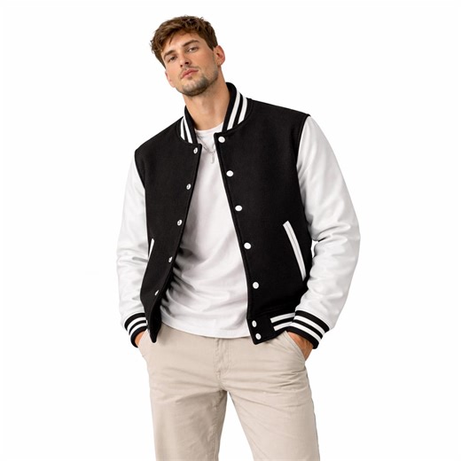Mens Black White Varsity Jacket Letterman Bomber Streetwear Casual College Coat Gift Stylish Trendy - Etsy
