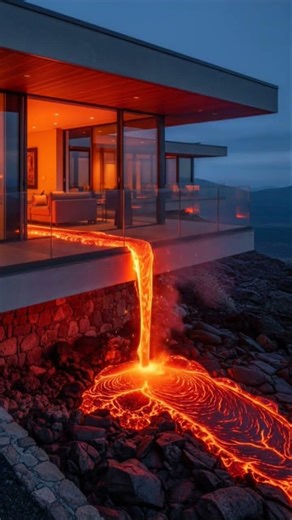 Lava River Invades a Mountain House! 🌋🏠🔥 Unreal Close-Up View #DreamScreenAi