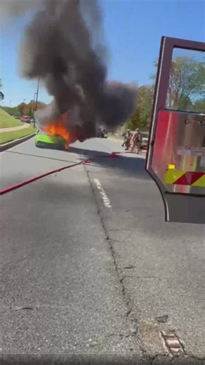 Lamborghini fire in Germantown blocks traffic