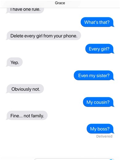 She asked him to delete every female contact... 😳 #chatstory #relatablevideos #textingstories #grace #delet