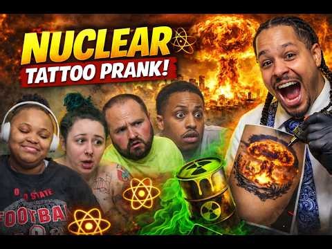 The world is ending… and my client is mid-tattoo. 😳💀#TattooPrank #EndOfTheWorldPrank #PrankReactions