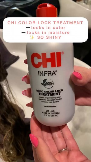 1.3K views · 37 reactions | CHI Color Lock Treatment, part of the CHI Infra line, works ✨with✨ heat so you can give your clients the ultimate in color, moisture, AND shine! ⁠ ⁠ Lock down your bottle here! https://chi.com/chi-products/chi-haircare/chi-ionic-color-lock-treatment/ | CHI Professional | Facebook
