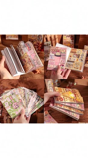 Vintage Dessert Pattern Sticker Book, Cute Sticker Book, Office Label & Sticker, DIY Decorative Sticker Book for Phone Case Water Bottle