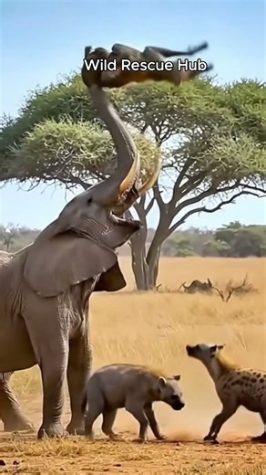 Elephant’s Instinct EXPLODES When Hyenas Threaten Her Calf! 🐘⚡#shorts #wildlife