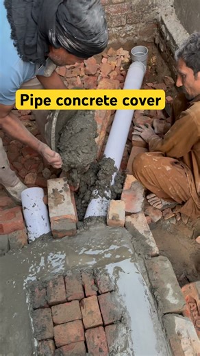 Pouring concrete over the sewer pipe-sewer pipe fittings #plumbingandpipefitting