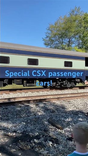 CSX passenger train cars trail at the end of of a train with CSX1,2,&3 at the front (part 2)