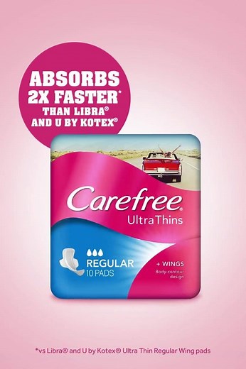 530K views · 562 reactions | Feels good to know Carefree® absorbs 2 x faster than Libra® and U by Kotex®. Feel confident with Carefree® pads. *vs Libra® and U by Kotex® Ultra Thin Regular Wing pads | Carefree Australia | Facebook